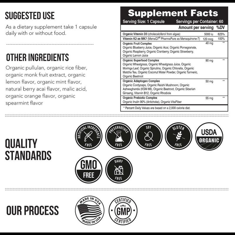 Organic Plant-D3 + K2 5000 IU Capsules (MenaQ7)