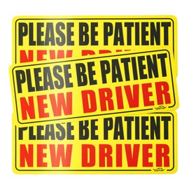 JUSTTOP New Driver Magnet for Car, Please Be Patient Student Driver, 3Pcs New Driver Magnet Safety Warning Magnetic Reflective Rookie Driver Bumper Sticker,Car Exterior Accessories