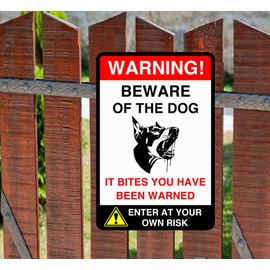 Safety First Display LTD Warning beware of the dog enter at own risk - 1.2mm Rigid plastic for indoor/outdoor usage (400mm x 300mm) Viewing Distance within 14m.