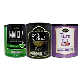 3 Latas De 2kg Marca Mathura Sabor Taro, Matcha Y Original