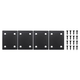 4 Pack Flat Straight Brace Brackets, ULIFESTAR Black Stainless Steel Mending Bracket Plate Metal Shelf Support Fixing Joining Plate for Furniture,Wood,Shelves,Cabinet with Mounting Screws