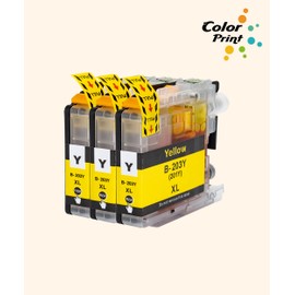 ColorPrint Compatible Ink Cartridge Replacement for Brother LC203 XL LC-203XL LC203XL LC203Y LC-203 for MFC 4320DW J4620DW J460DW J485DW J5520DW MJ680DW J880DW J885DW Inkjet Printer (3-Pack, Yellow)