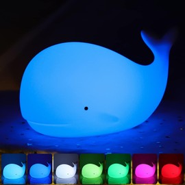 LOVERUIS LOVERUIS Nachtlicht Kinder, 7 Farben Nachtlampe Baby Nachtleuchte, Kawaii Nachtlicht Deko Babyzimmer Deko Nachtlicht Kinder Nachtlicht USB, tragbaren fr Deko Geschenk (Wal)