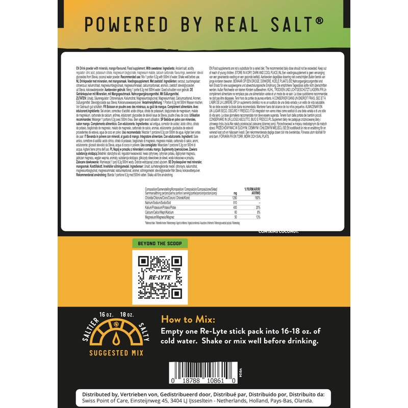 REDMOND Re-Lyte Hydratio Electrolyte Drink Powder Mix (Mango) 30 Stick