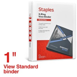 STAPLES Standard New Window 2 Pocket 1in Binder