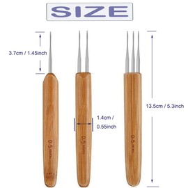 JFFX 3 Pcs Dreadlock Crochet Hook for Hair, Dreadlock Needle Tool for Braid Craft 1 Hook, 2 Hooks, 3 Hooks 0.5mm