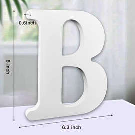 AOCEAN 8 Inch White Wood Letters, Unfinished Wooden Letters for Wall MAGA Decorative Standing Letters Slices Sign Board Decoration for Craft Home Party Projects (B)