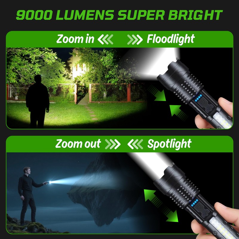 Rechargeable Flashlights High Lumens, 7Modes Flashlight Rechargeable, Super Bright LED