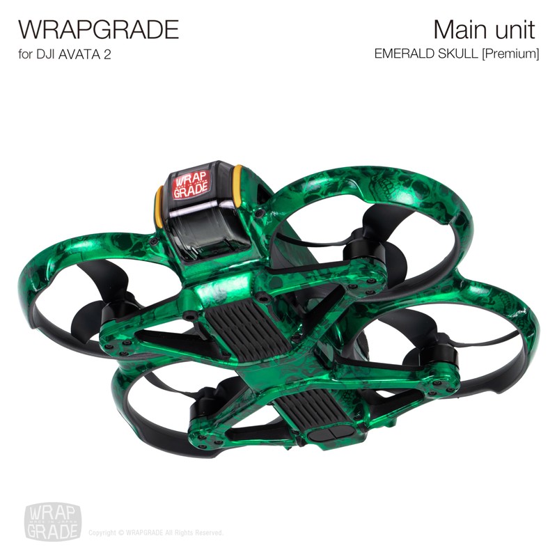WRAPGRADE Skin Sticker for DJI AVATA 2 (Emerald Skull)