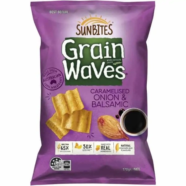 Grain Waves Sunbites Grain Waves Wholegrain Chips Caramelised Onion & Balsamic 170g