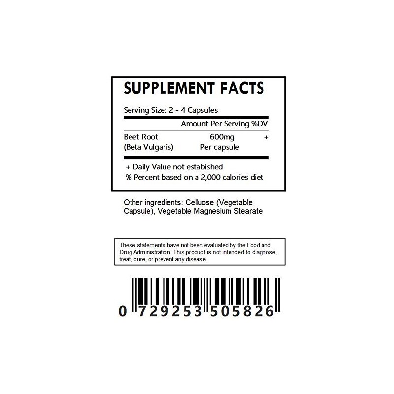 Herbal Island Organic Beet Root Capsules - 60 Count 500mg