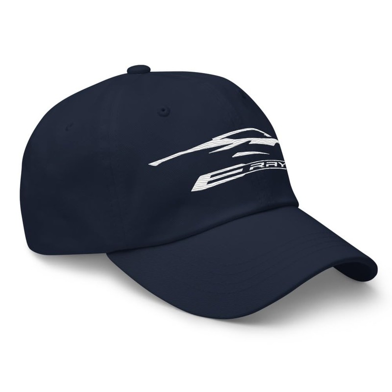 Sports Car C8 E-Ray Silhouette Dad hat Navy