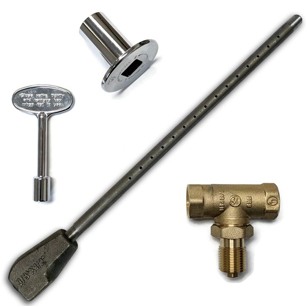 Midwest Hearth Universal Log Lighter Kit with Burner Pipe, Straight Ball Valve, Chrome Key and Floorplate (Propane)