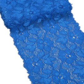 MSCFTFB - Cinta elástica de encaje para decoración de mesa, diseño de flores, 5 yardas de ancho, 6.3 pulgadas de ancho, 6.3 pulgadas de ancho, cinta bordada para manualidades, decoración de mesa de boda, baby shower (azul real)