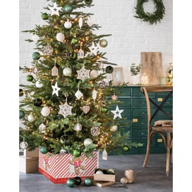 Christmas Tree Collar 4PCS-17"x10", Christmas Tree Ring Christmas Gingerbread Man Red Stripe Christmas Tree Stands Skirts Base Covers for Xmas Holiday Home Decor