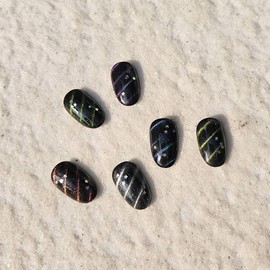 Black Glow Handmade Nail Tips - Oval / 블랙 글로우 수제네일팁 - 오벌