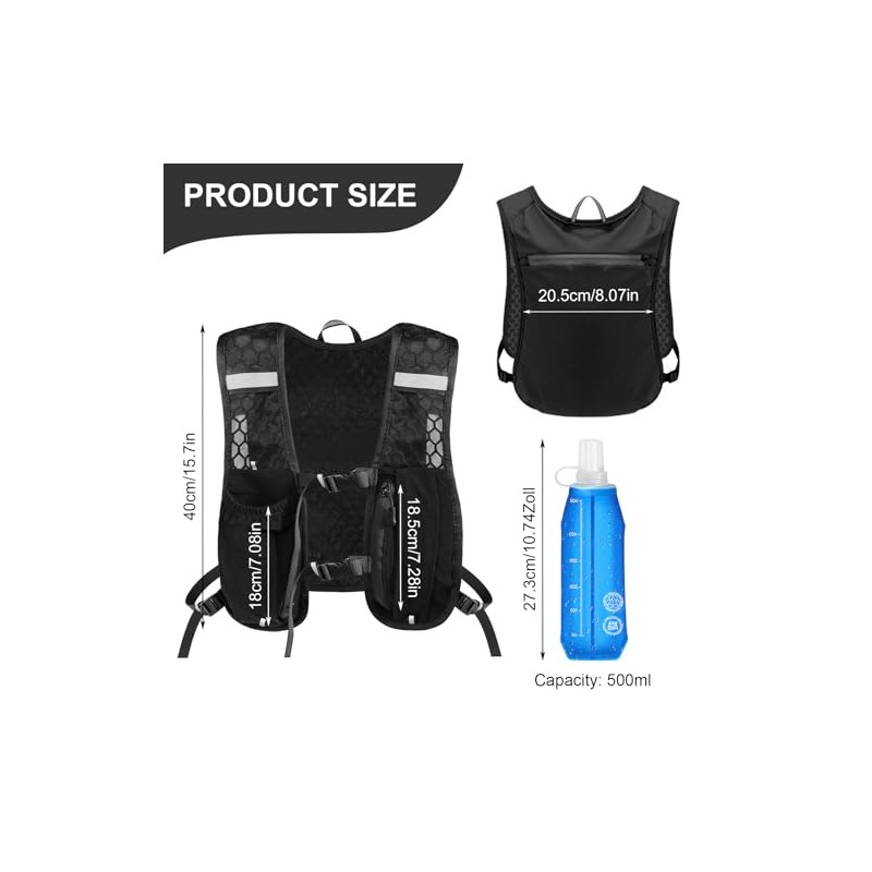 Running Vest for Men and Women, Breathable & Reflective Hydration