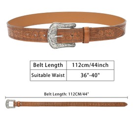 Eohak Western-Gürtel für Damen, Cowgirl, PU-Leder-Taillengürtel mit Vintage-Schnalle und Spitzen-Enden für Jeanskleid, Braun, M