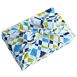 White House Pattern Furoshiki Single Sided Pattern Dyed Large Furoshiki Polyester 39.4 x 39.4 inches (100 x 100 cm) (Changing Lattice)