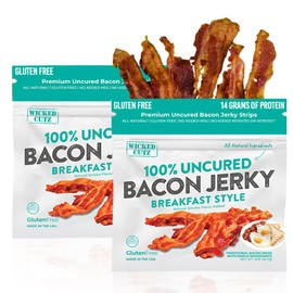 Breakfast Style Bacon Jerky | Tender, Flavorful, Easy to Chew, Premium Craft Bacon Jerky with 14g of Protein Per Bag, Gluten Free, High Protein, Low Calorie, Healthy Snacks for Adults (2 Bags)