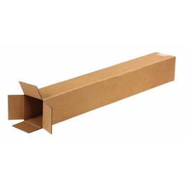Aviditi 4428 Tall Corrugated Cardboard Box 4" L x 4" W x 28" H, Kraft, for Shipping, Packing and Moving (Pack of 25)
