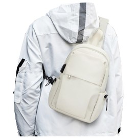 SZSYCN Sling Bag Cross Body Chest Bag Shoulder Bag for Men Women Waterproof Chest Bag with USB Charging Port Men's Bag for Runners Training Hiking Cycling Travel, E9 white, Rucksack
