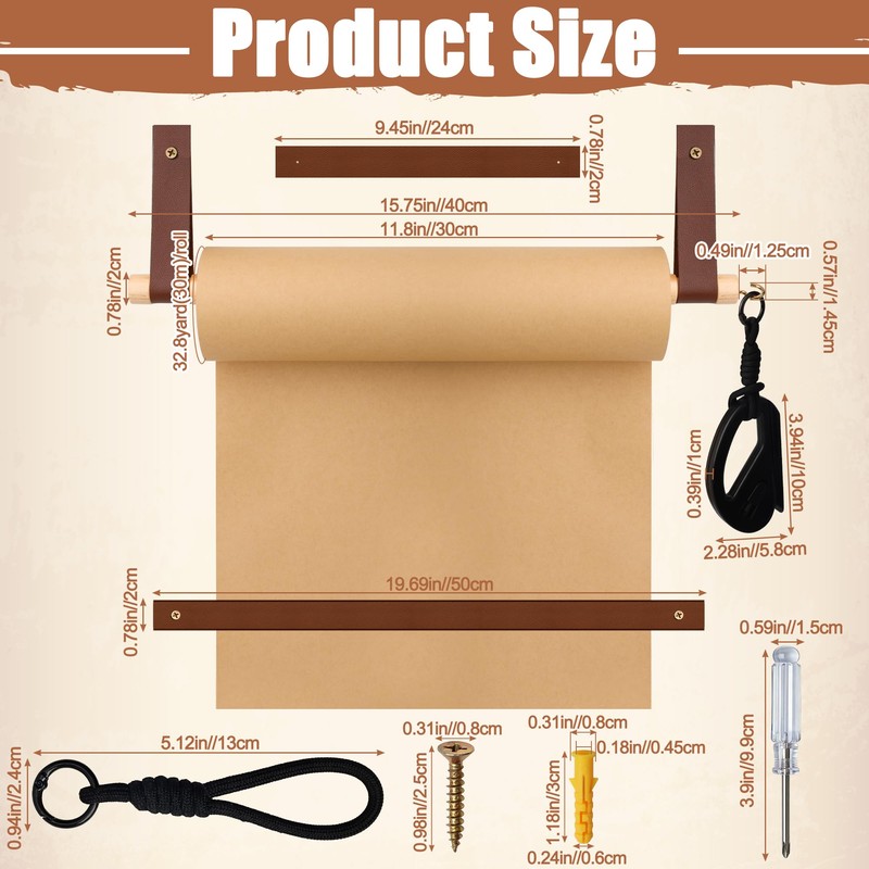 Larbeti 11.8" Kraft Wall Mounted Butcher Paper Roll Holder Dispenser