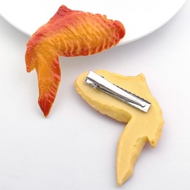 2Pcs Chicken Wing Funny Simulated Food Shaped Hair Clip 3" Cute Barrettes Non-Slip Hairpins for Women Girls Hair Accessories