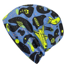 Wollhuhn Boys/Girls Shorties Beanie/Beanie Hat/Knitted Hat/Children's Hat Comfortable Many Designs Jersey Double Layer Lined Transitional Periods (Eco Fabrics/Organic) 2024202401, Space Neon Yellow