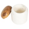 Creative Co-Op Marble and Mango Wood Pinch Pot with Lid,