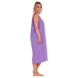 i-Smalls Super Lightweight Sleeveless Nightdress 100% Skin-Friendly Cotton Nightie with Elegant Lace Trim (3XL) Purple
