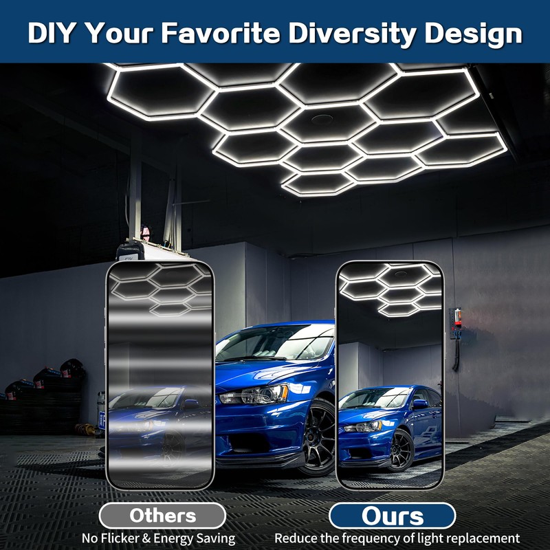 Hexagon Garage Lights 240W 26400LM - 25 Pack Super Bright