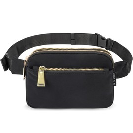 ZORFIN Fanny Packs for Women Men: Crossbody Belt Bag with Adjustable Strap - Fashion Waist Packs for Workout Running Traveling Hiking Black