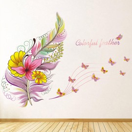 astylishome Wall Sticker Feathers Walls Decals Feathers for Living Room Bedroom Bathroom Family Hallway Furniture Window Peel and Stick Kitchen Home Art Decor 0114