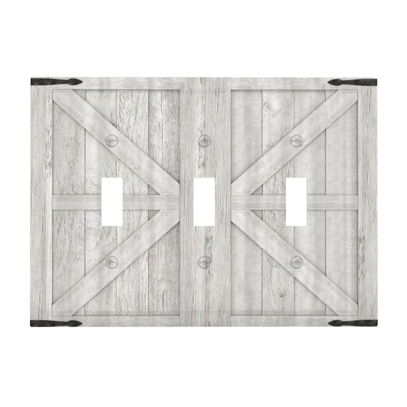 Spshian Decorative Switch Plate Covers Rustic Wooden White Barn Doors