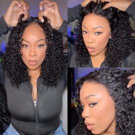 Asteria Hair Curly 7x4 Pre Cut Ready to Go Glueless Wig Pre Bleached Human Hair Pre Plucked Lace Closure Wigs 18 Inch