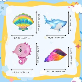 Pack of 8 Sea Animal Balloons, Underwater World Children's Birthday, Ocean Animals, for Children Gift, Birthday, Anniversary, Ocean Theme Party