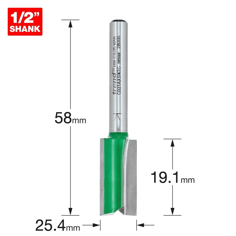 Trend Craft Pro 1/2" Shank Straight Router Cutter Bit -