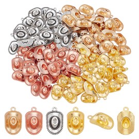 PH PandaHall 100PCS Cowboy Hat Charms 4 Colors Alloy Western Charm Mini Cowboy Charms Tibetan Cowboy Hat Pendants Charms Cowboy Metal Pendants Charms for Necklace Earrings Keychain Jewellery Making