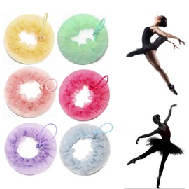 AsggBah 6pcs Colored Hair Bun Cover Elastic Hair Mesh with Drawstring Hairball Snood for Ballet Dancing Skating (6 Colors)