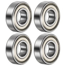 sourcing map 6203-2Z Deep Groove Ball Bearing,4pcs 17 x 40 x 12mm C3 Double Metal Shielded Chrome Steel Bearings,Silver Tone