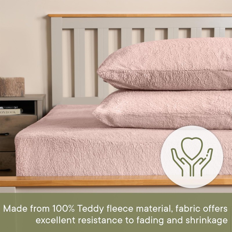 Brentfords Teddy Fleece Fitted Bed Sheet Thermal Warm Soft Luxury