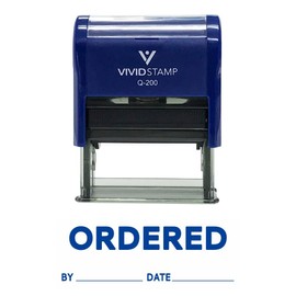Ordered by Date Self Inking Rubber Stamp (Blue Ink) - Medium 2 Pack
