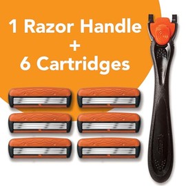 BIC Rastrillo Comfort 3 Hybrid Mango Ergonómico Cartuchos Intercambiables Banda Lubricante con Aloe Vera y Lanolina Hombre 1 Mango + 6 Cartuchos