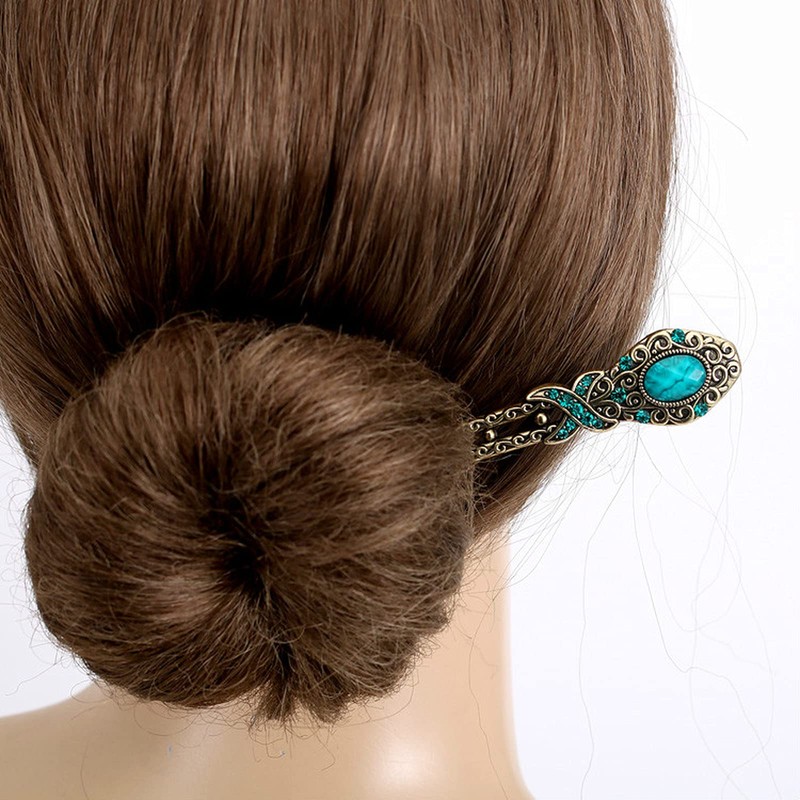 Classic Imitation Bronze Hair Claw Hair Accessory with Turquoise and