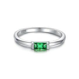 Birthstone Rings Jewelry 925 Sterling Silver Colorful Stackable Promise Ring for Women Wife Girlfriend Mom, Silver, Cubic Zirconia