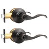 GOBEKOR 2 Pack Privacy Door Levers Interior Oil Rubbed Bronze