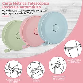 Cinta Métrica Retráctil Suave (3 Paquete), 60 Pulgadas * 150 CM, Escala Doble Cara, Para Medición Corporal, Tela a Medida, Medidas de Pérdida de Peso