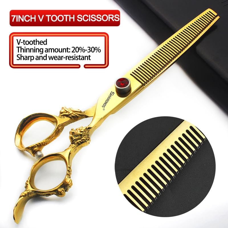 Professional Hairdressing Scissors 7/7.5/8 Inch Hairdressing Scissors Gold and Black