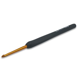 Frida's Wollhaus Tulip Etimo Crochet Hook with Soft Grip Gold Black Smooth Hook Tip 14 Sizes (Black Gold, 3.0)